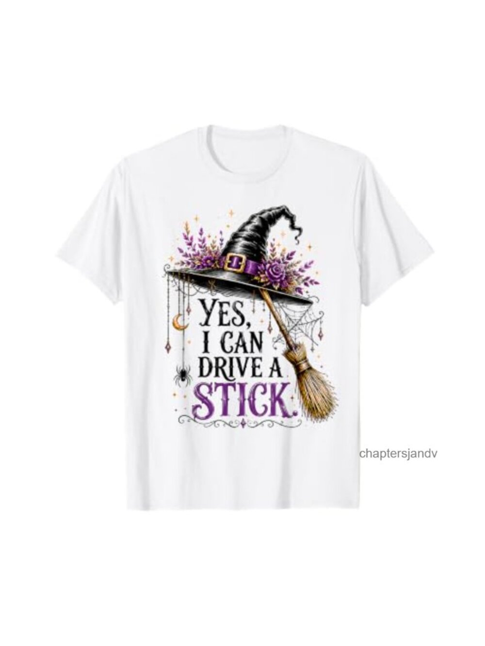 Funny Halloween Witch Hat Broom Graphic T-Shirt Retro Tee